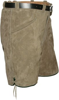 Preview: kurze sportliche Lederhose Bermuda Shorts mit Gürtel 3 Taschen