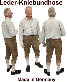 Preview: ww116RS-E-sportliche Kniebundlederhose Outdoorlederhose Jagdkniebundhose dkl. braun Größe 62