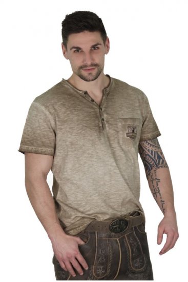 trendiges T-Shirt von Fuchs-Trachten  im coolen  Used-Look  uni