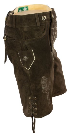 1515RSbr - kurze Trachtenlederhose mit Stegträger