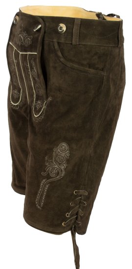 1515RSbr - kurze Trachtenlederhose mit Stegträger