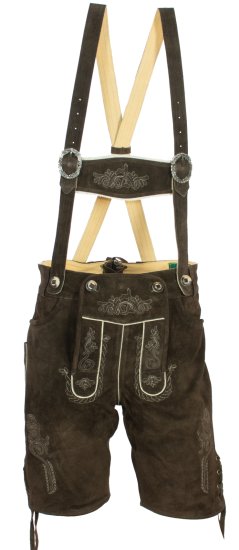 1515RSbr - kurze Trachtenlederhose mit Stegträger