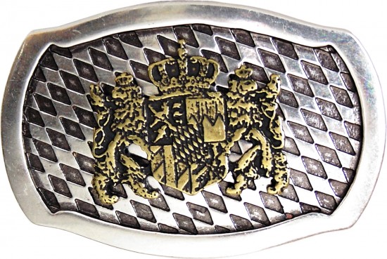 18115+GS15901s - Wechselgürtel Ledergürtel mit Buckle mit 2-farbige Schnalle Wappen Bayern
