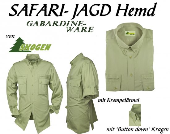 Safari - Jagdhemd Freizeithemd Hemd Gabardine schilf