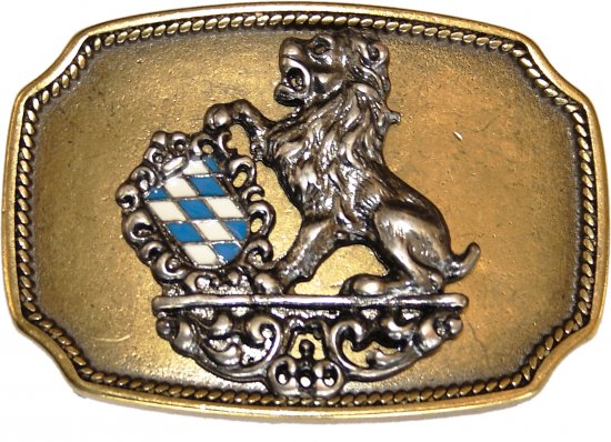 18115+GS21141-40- Trachten Wechselgürtel Ledergürtel mit Löwe und Bayern Wappen