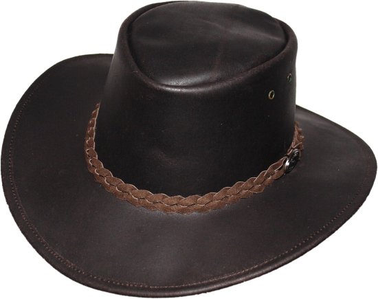 5825- Lederhut braun  - Made Australien Größe S (54-55)