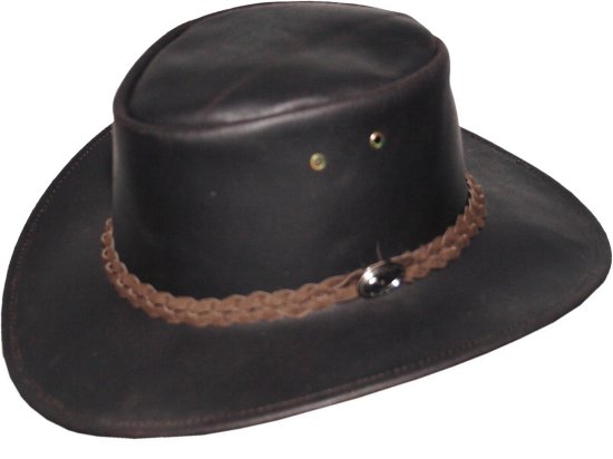 5825- Lederhut braun  - Made Australien Größe S (54-55)