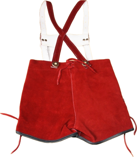 kurze rote Trachten - Lederhose mit Stegträger für Kinder von Isar-Trachten