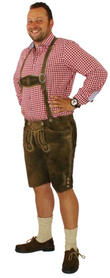 kurze Trachtenlederhose + Träger Lederhose Wildbockleder bestickt