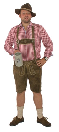 kurze Trachtenlederhose + Träger Lederhose Wildbockleder bestickt