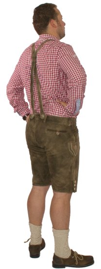 kurze Trachtenlederhose + Träger Lederhose Wildbockleder bestickt