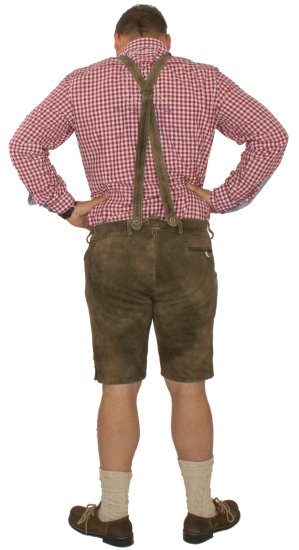 kurze Trachtenlederhose + Träger Lederhose Wildbockleder bestickt