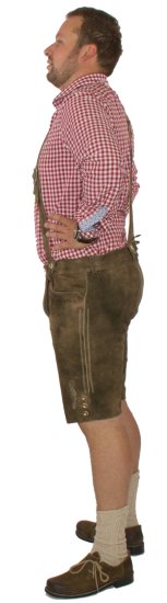 kurze Trachtenlederhose + Träger Lederhose Wildbockleder bestickt