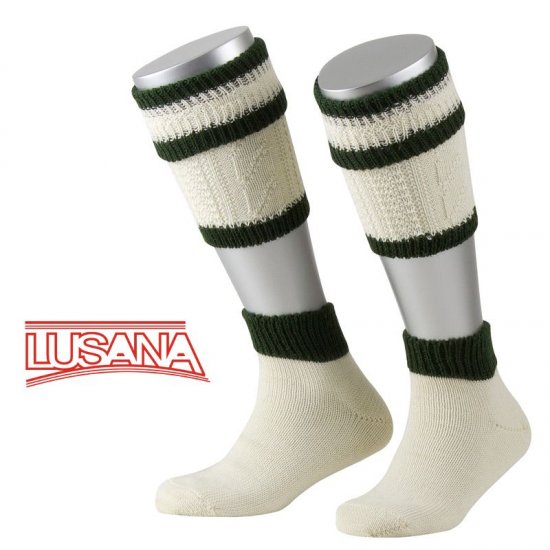 Kinder-Loferl 2-teilig  Socken und Wadenteil von Lusana in natur-tanne