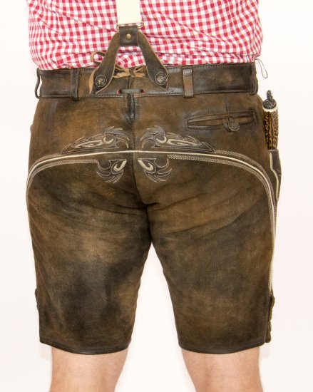 kurze Trachtenlederhose + Hosenträger Lederhose aufwendig bestickt