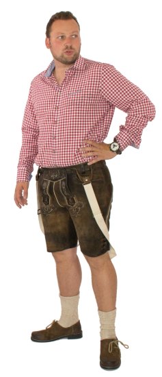 kurze Trachtenlederhose + Hosenträger Lederhose aufwendig bestickt