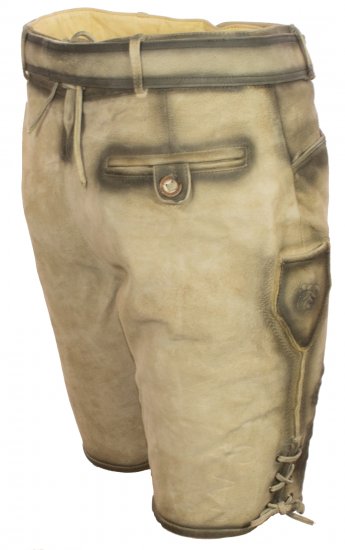 Alfred-  kurze Lederhose Trachtenlederhose mit Gürtel Plattlerhose bestickt