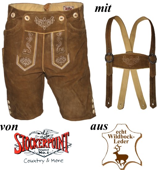 Beppo- kurze Trachten-Lederhose mit Stegträger