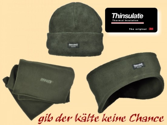 Winterset1oliv- Fleece- Mütze, Stirnband & Schal in oliv