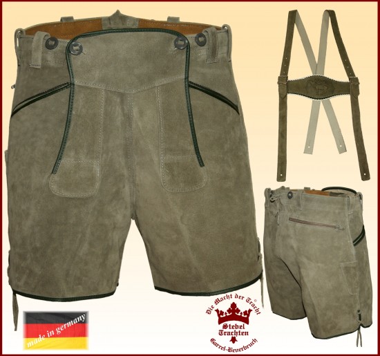 ww104-Kurze Trachten-Lederhose aus bestem Samtspalt-Leder made in germany