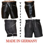 kurze Lederhose Glattleder Gürtellederhose + 2 RV schwarz