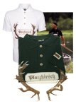 52857-1110-01- Poloshirt + Druck "Platzhirsch" weiß / dunkelgrün von OS TRACHTEN