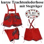 60020rot- kurze rote Lederhose + Stegträger für Kinder