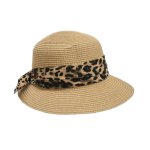 Damen Hut Sommerhut von Faustmann in camel Garnitur in Leoparden look