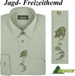 20006011-310- Trachten- Jagd-Freizeithemd - bestickt mit Wildschweine